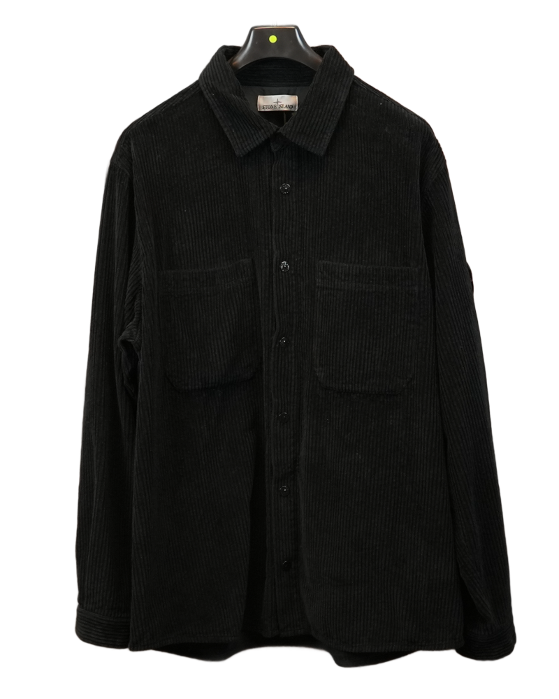 Stone Island Corduroy Overshirt Black front view