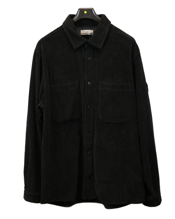 Stone Island Corduroy Overshirt Black front view