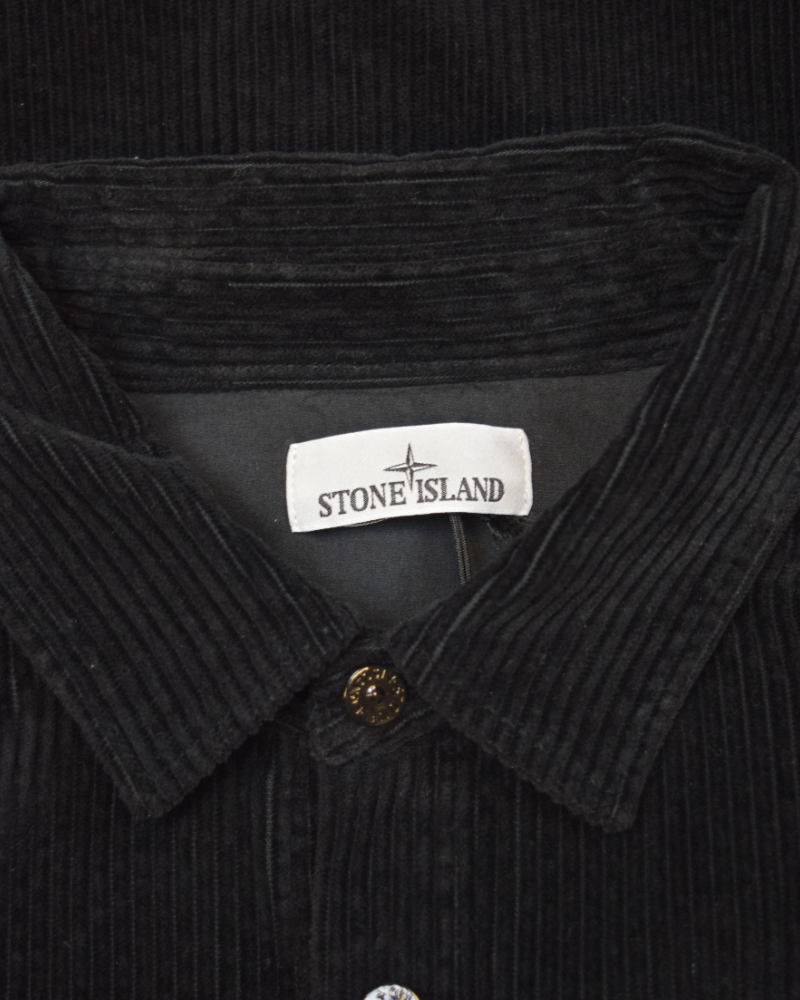 Stone Island Corduroy Overshirt Black detail view