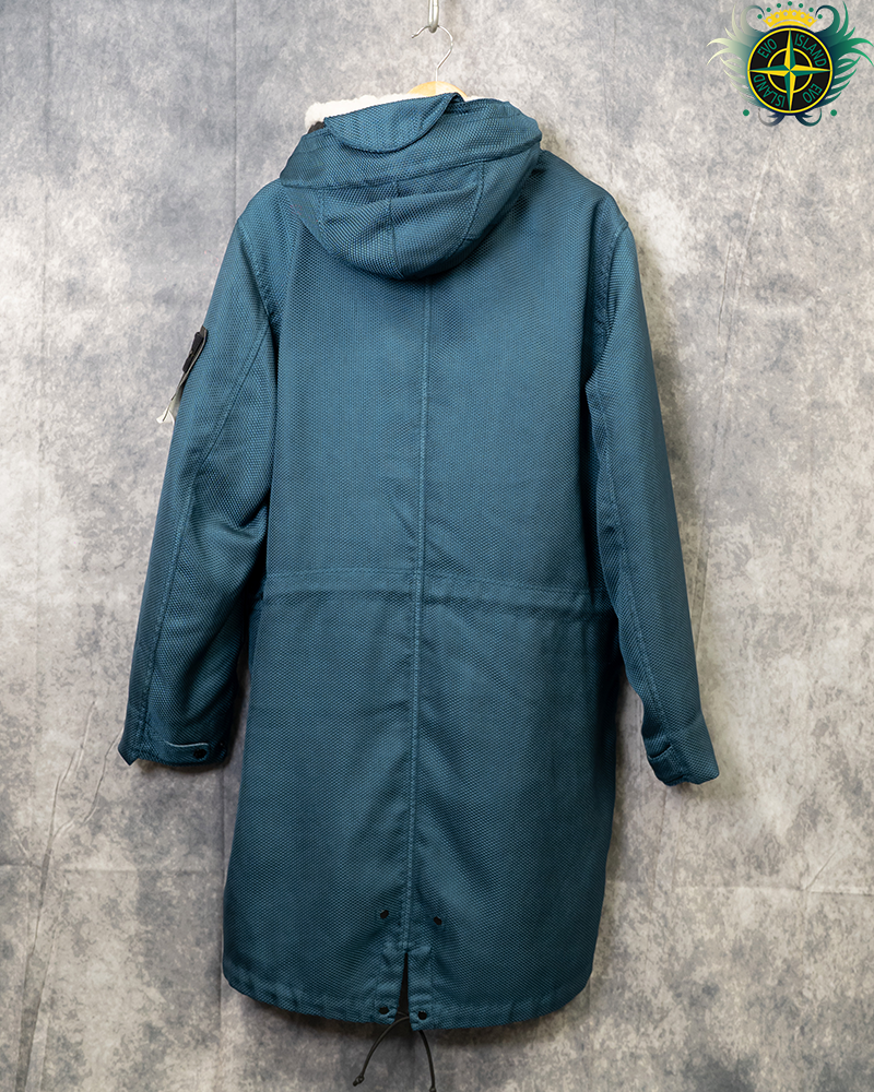 Stone Island Modified Panama 6/3 HT Nylon + Leather Jacket Blue - L