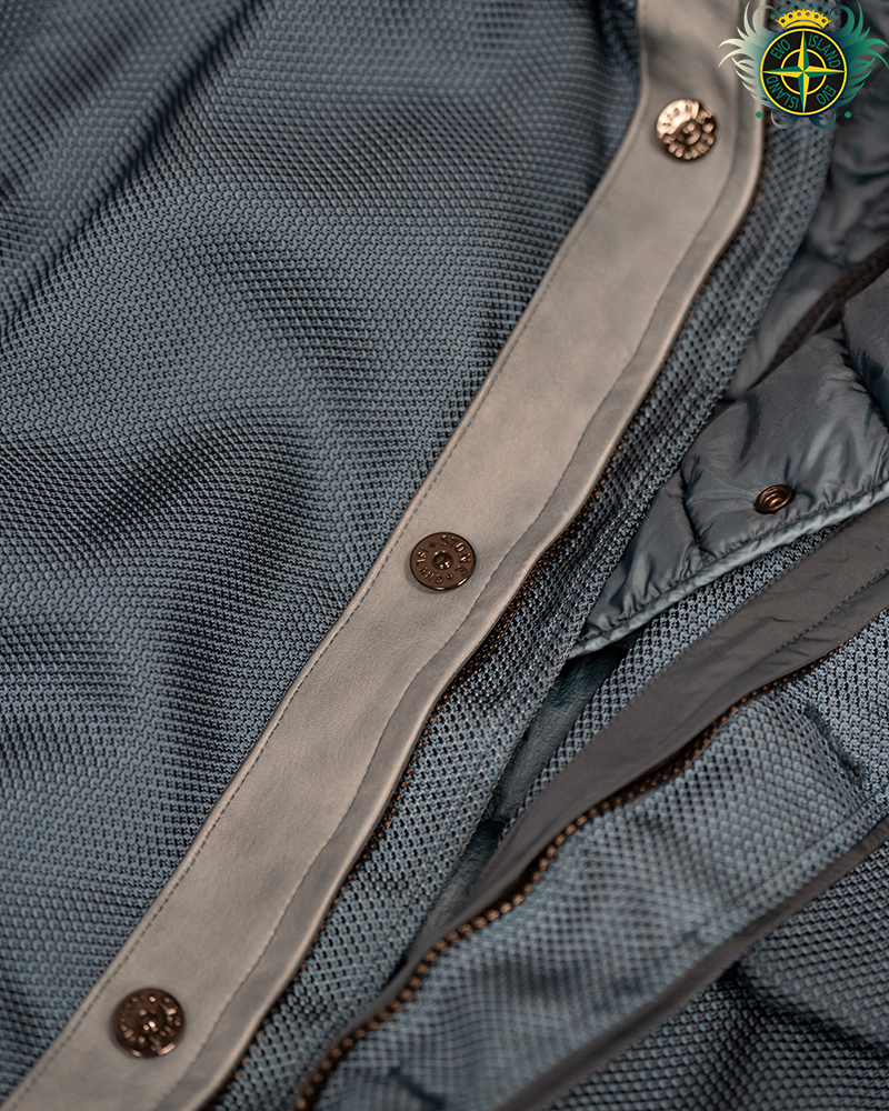 Stone Island Modified Panama 6/3 HT Nylon + Leather Jacket Blue - L
