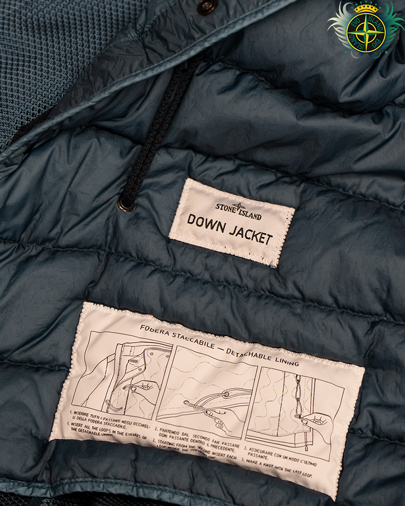 Stone Island Modified Panama 6/3 HT Nylon + Leather Jacket Blue - L