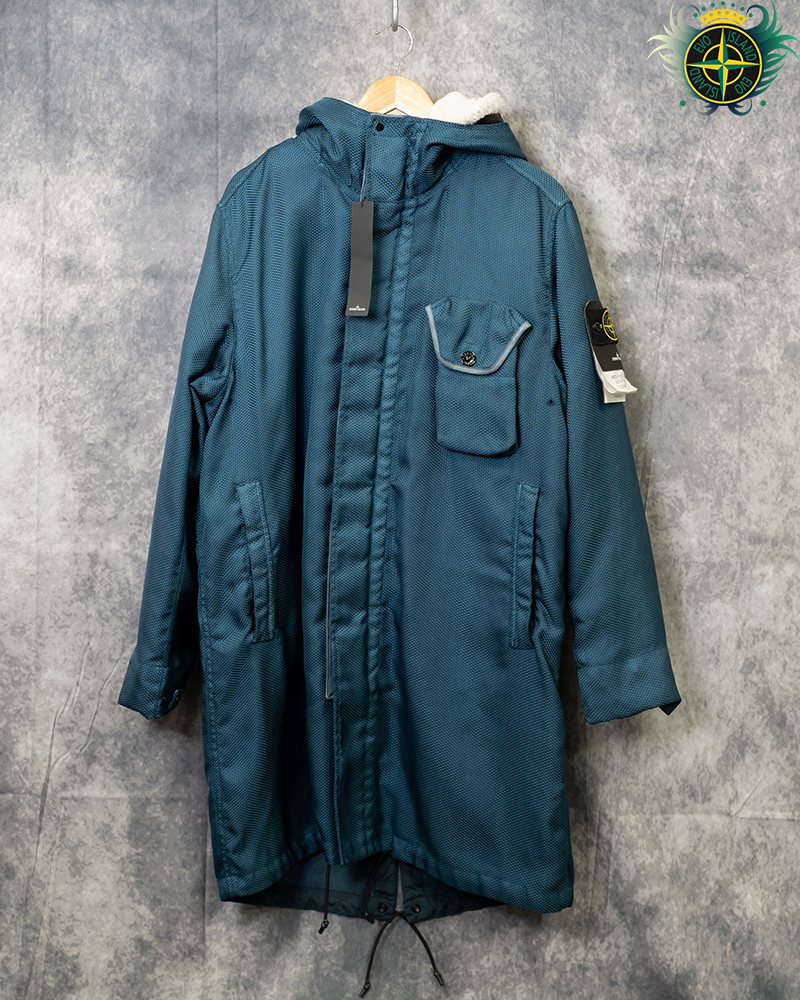 Stone Island Modified Panama 6/3 HT Nylon + Leather Jacket Blue - L