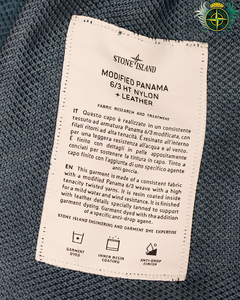 Stone Island Modified Panama 6/3 HT Nylon + Leather Jacket Blue - L