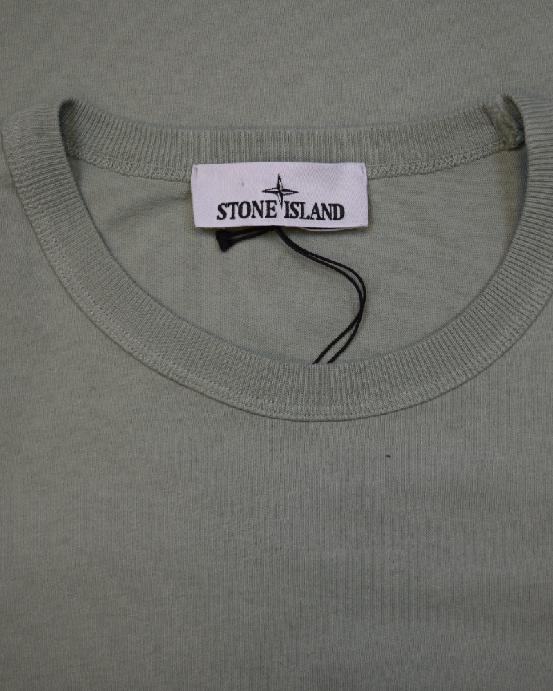 Stone Island Embroided Spell Out T-Shirt Green detail view