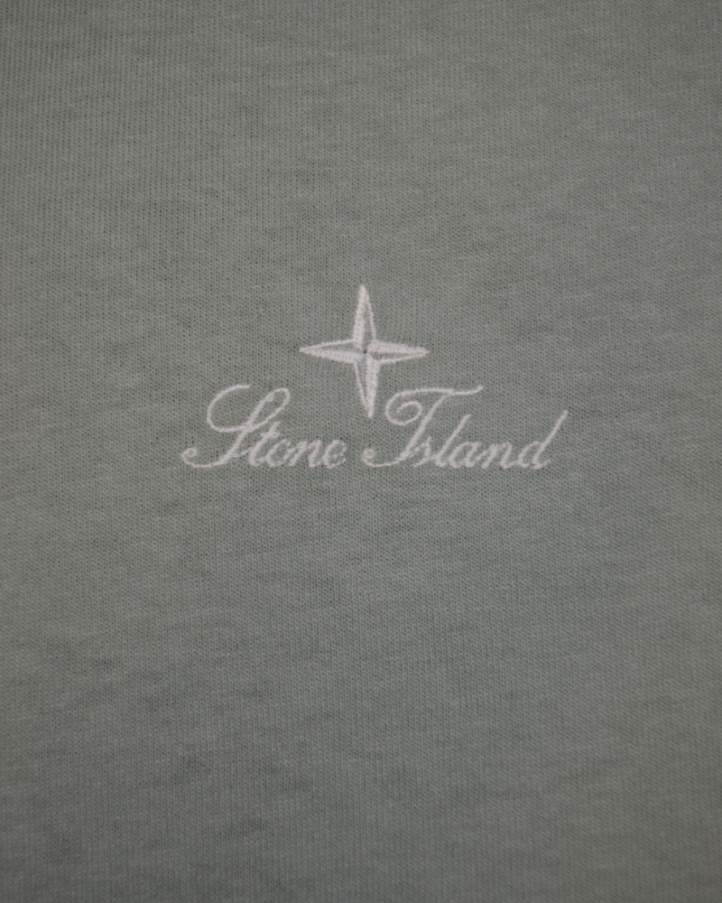 Stone Island Embroided Spell Out T-Shirt Green detail view