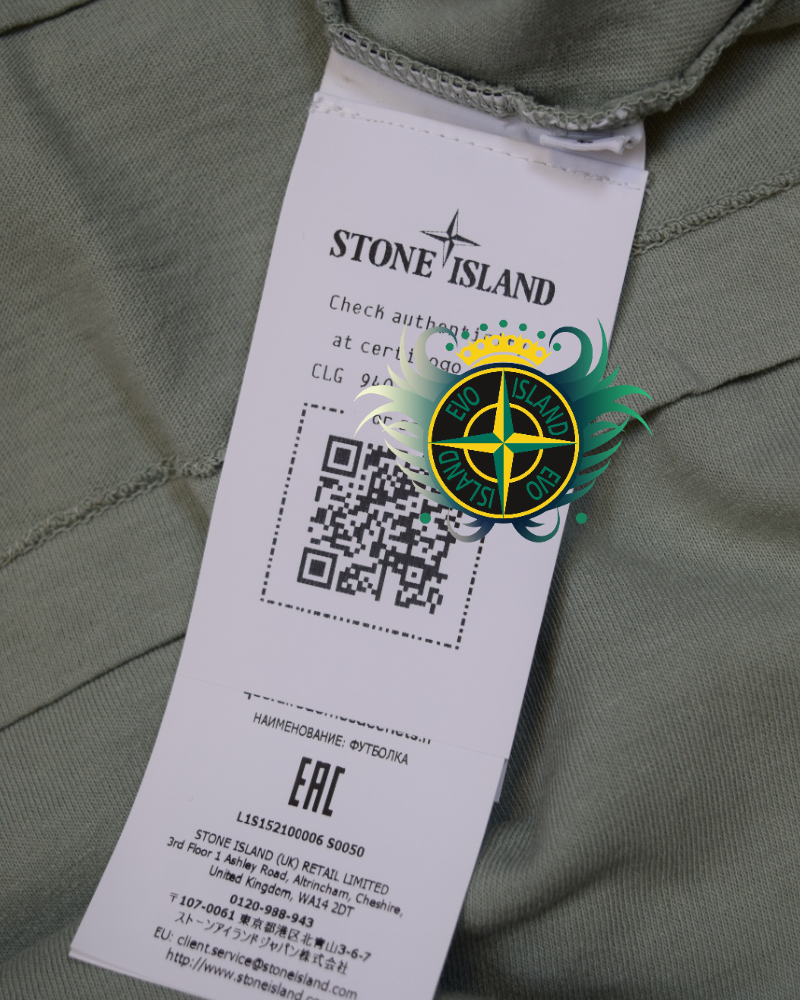 Stone Island Embroided Spell Out T-Shirt Green detail view