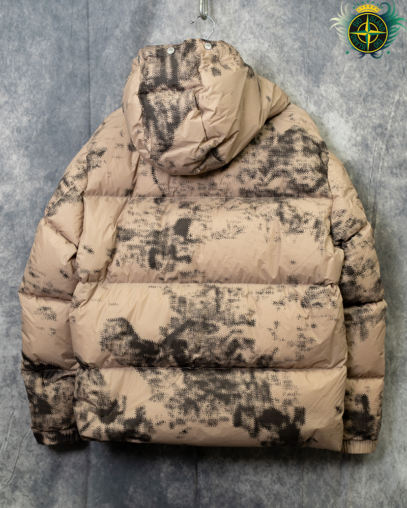 Stone Island Eath Mapping Camo Down Ice Jacket Dove Grey - XL