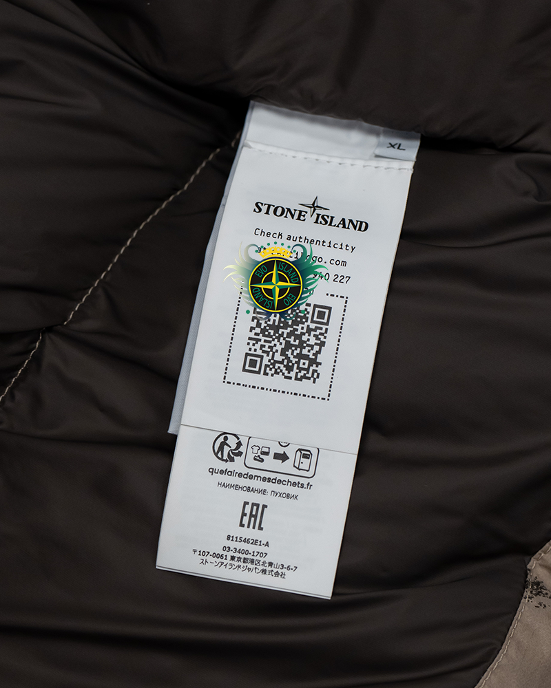 Stone Island Eath Mapping Camo Down Ice Jacket Dove Grey - XL