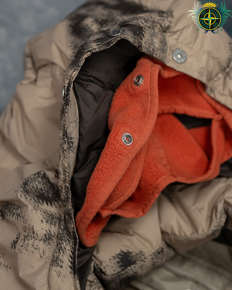 Stone Island Eath Mapping Camo Down Ice Jacket Dove Grey - XL