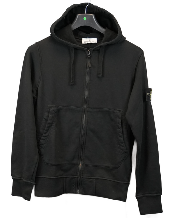 Stone Island Zip Up Hoodie Black front view