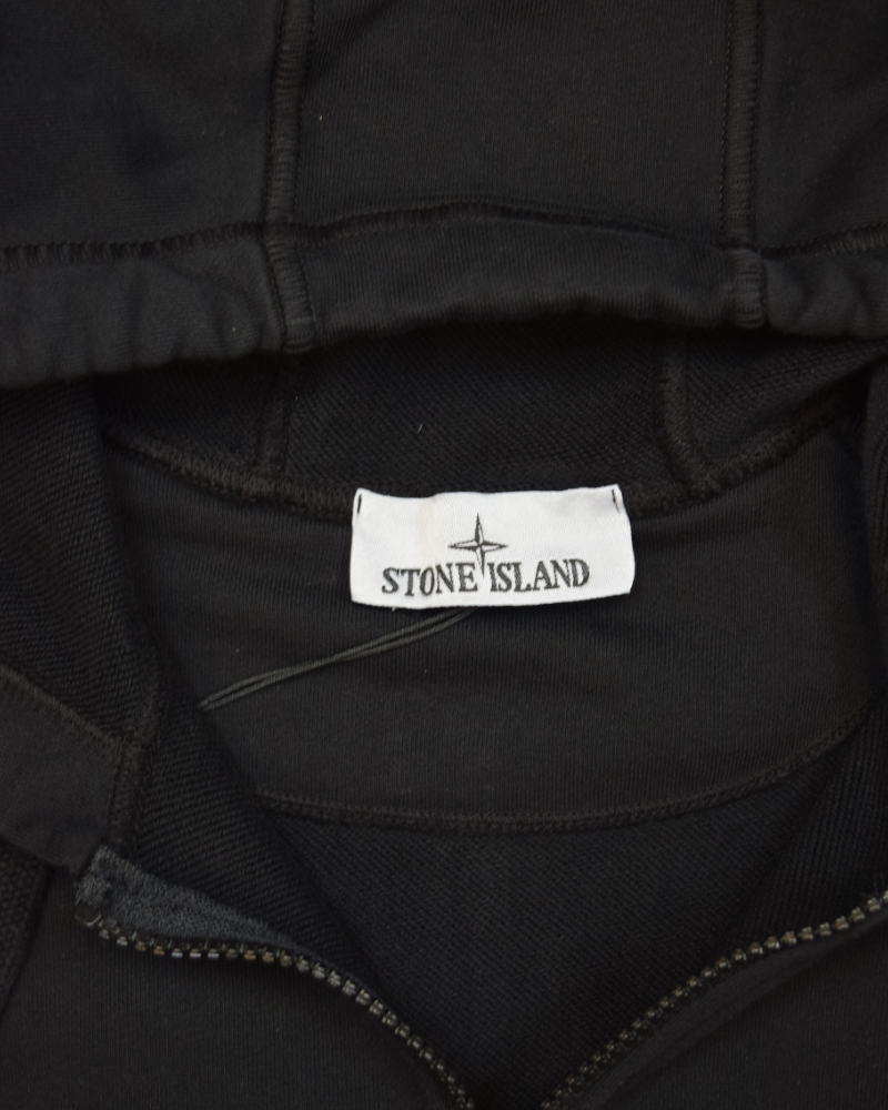 Stone Island Zip Up Hoodie Black detail view