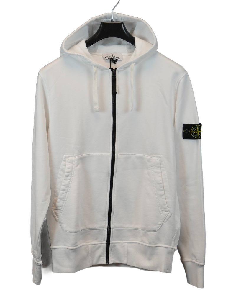 Stone Island Zip Up Hoodie White front view