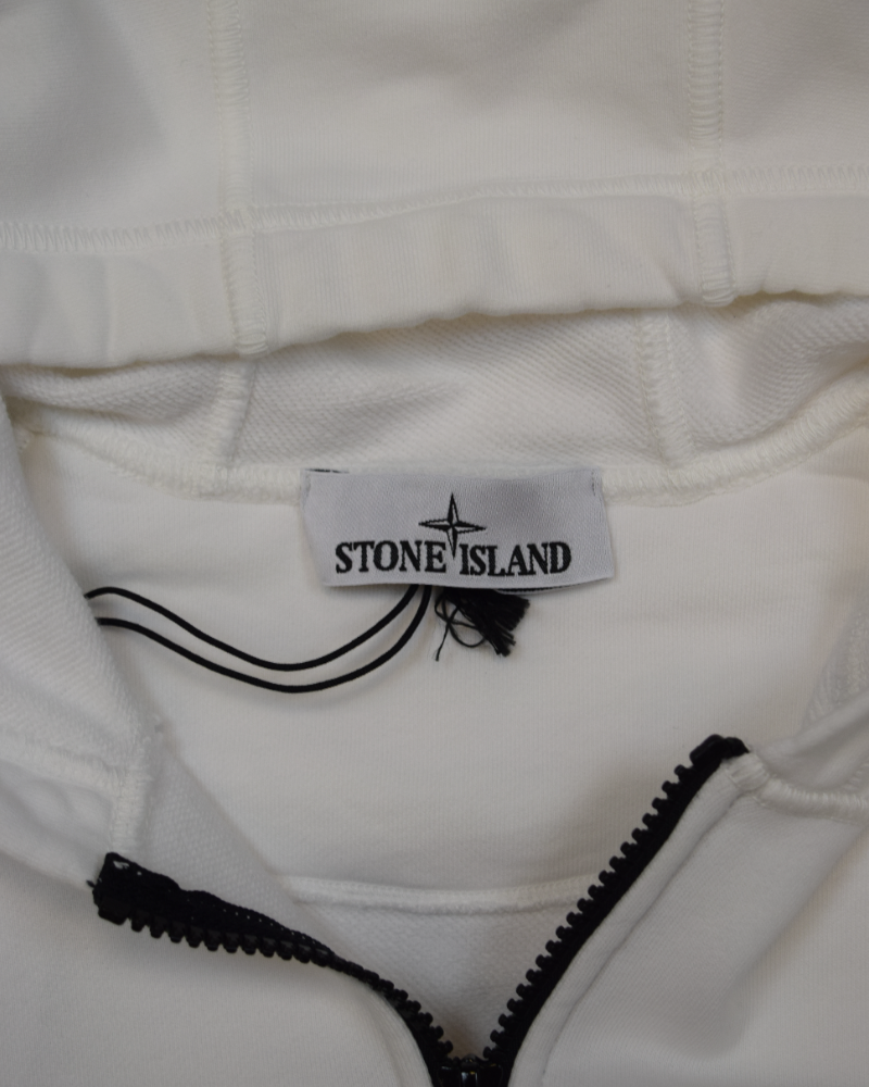 Stone Island Zip Up Hoodie White detail view