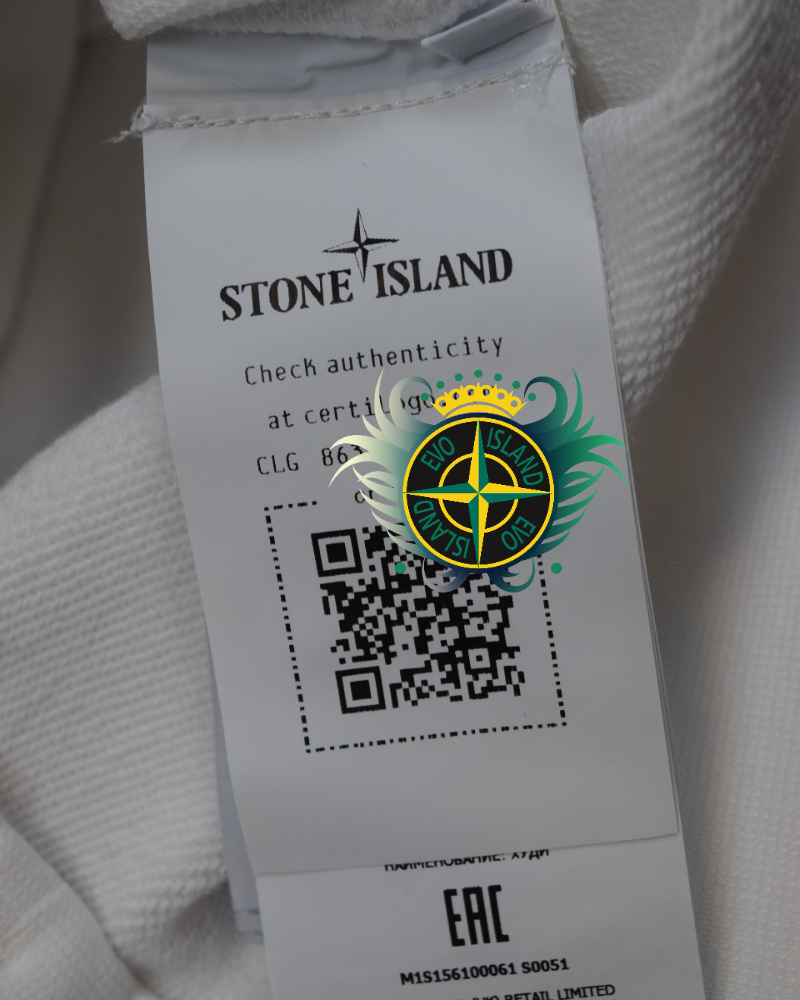 Stone Island Zip Up Hoodie White detail view