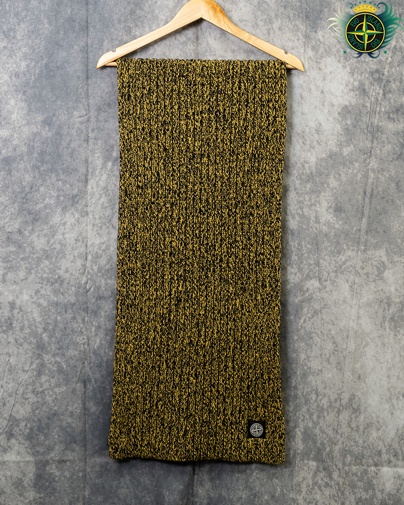 Stone Island Ribbed Knit Scarf Yellow/Black