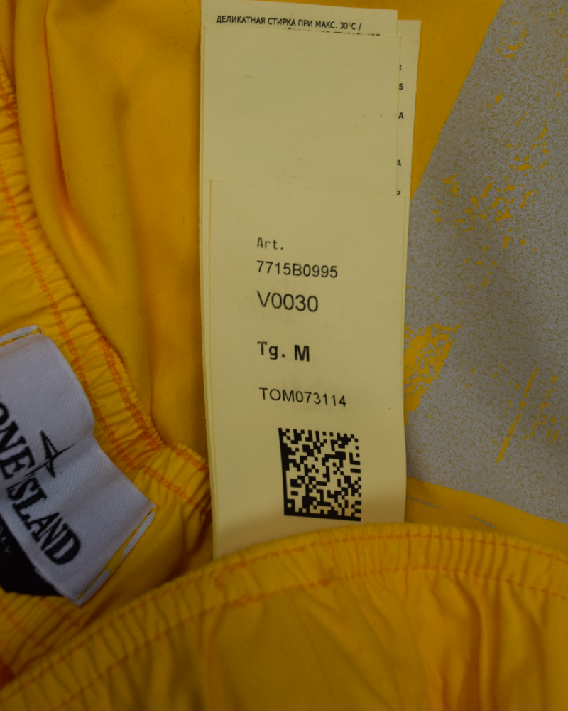 Stone Island Side Print Swim Trunks Yellow detail view