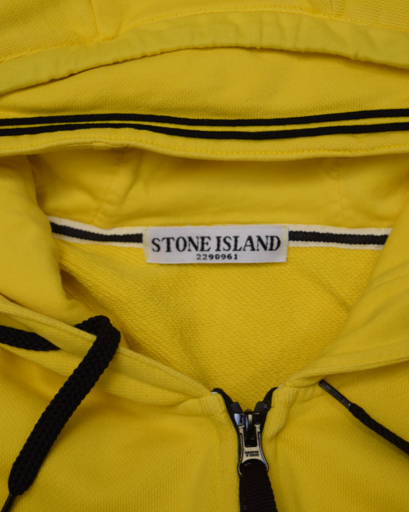 Stone Island Full Zip Hoodie yellow detail view