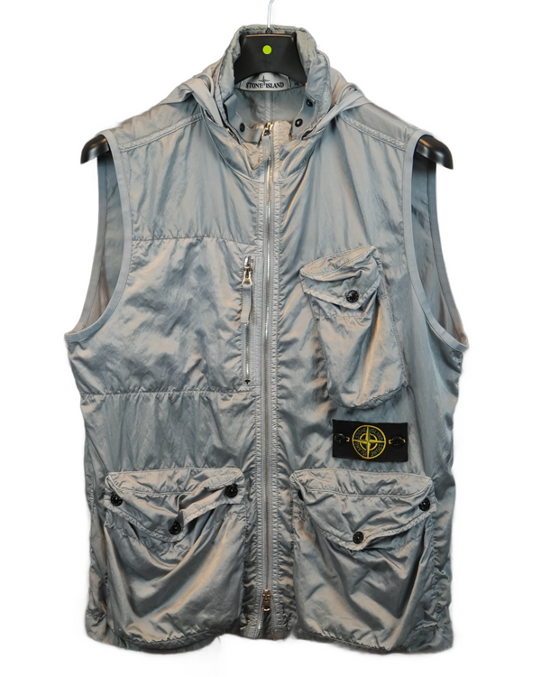 Stone Island Nylon Raso-TC Gilet Silver/Blue front view