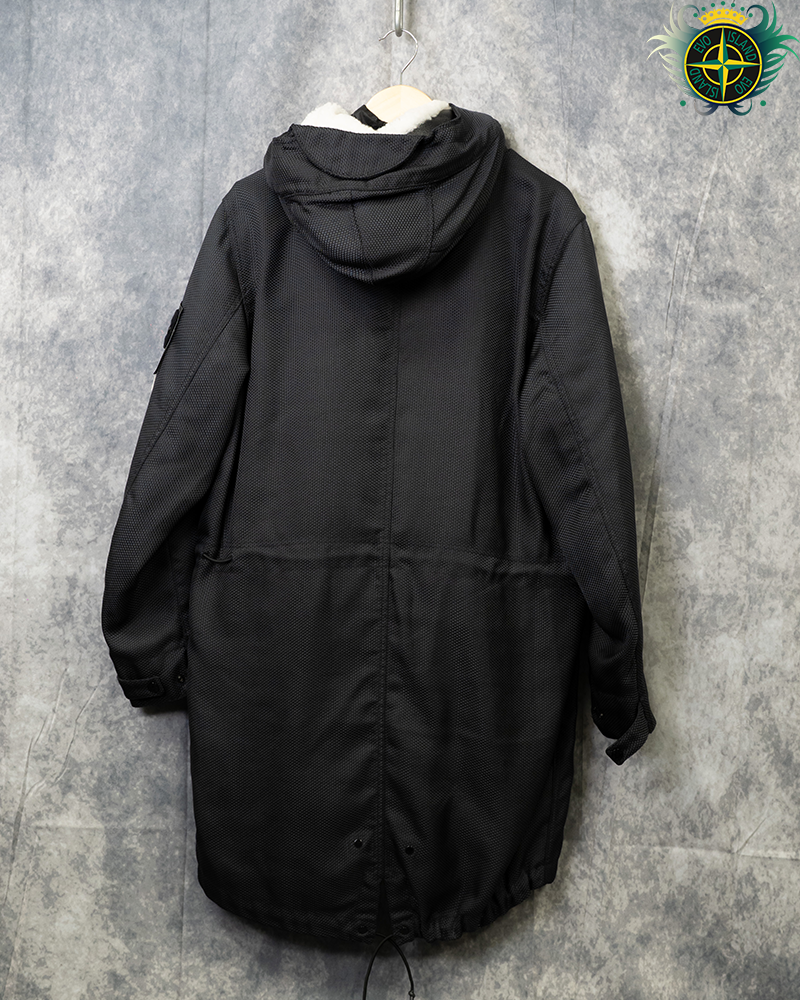 Stone Island Modified Panama 6/3 HT Nylon + Leather Jacket Black - M