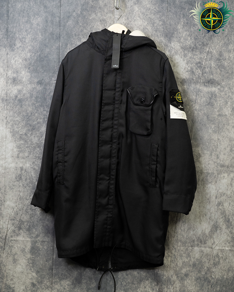 Stone Island Modified Panama 6/3 HT Nylon + Leather Jacket Black - M