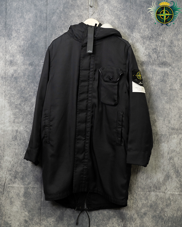 Stone Island Modified Panama 6/3 HT Nylon + Leather Jacket Black - M
