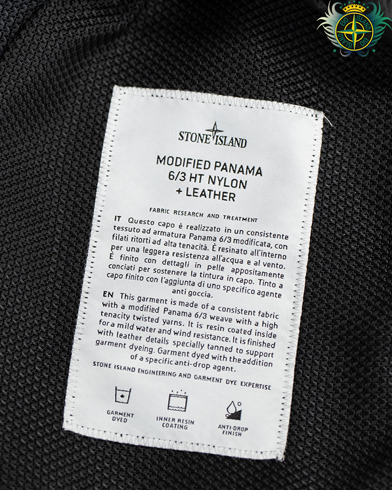 Stone Island Modified Panama 6/3 HT Nylon + Leather Jacket Black - M