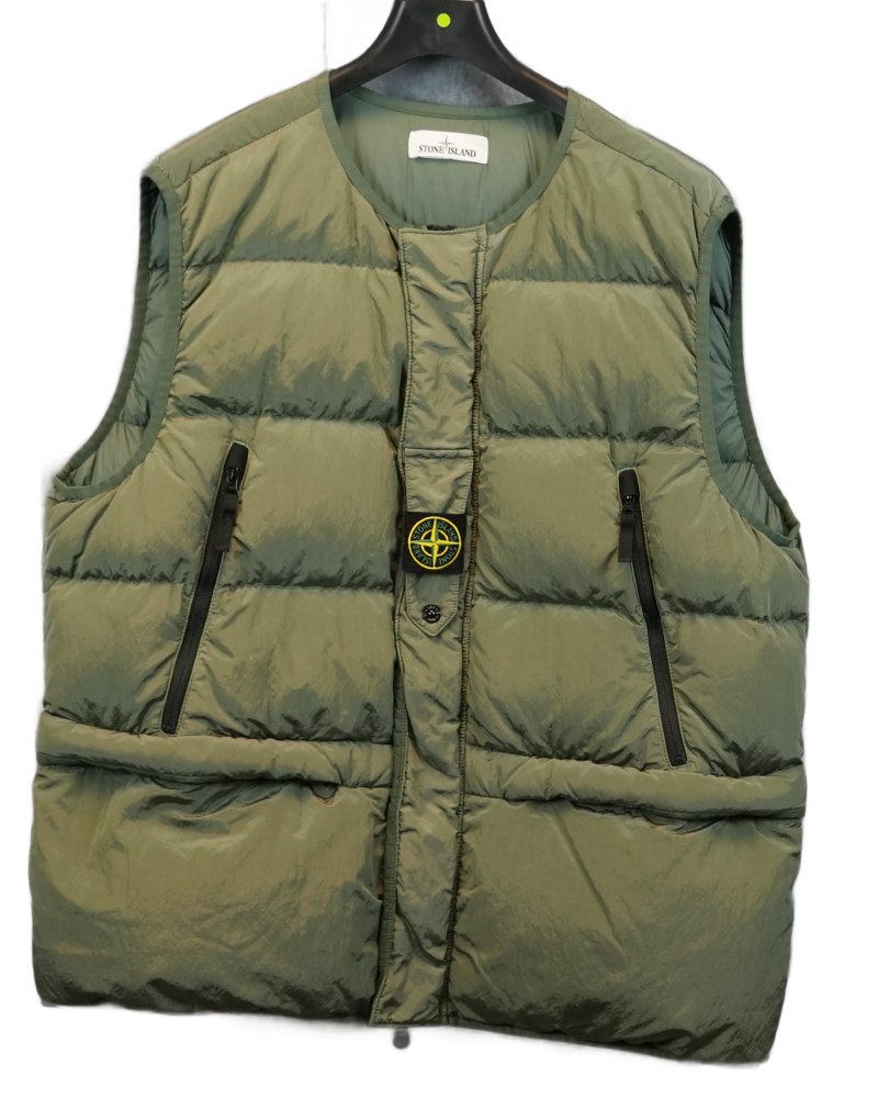 Stone Island Nylon Metal Centre Badge Gilet  Green front view