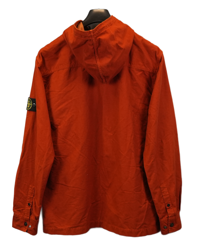 Stone Island Velvet Touch Hooded Overshirt Burnt Orange back view