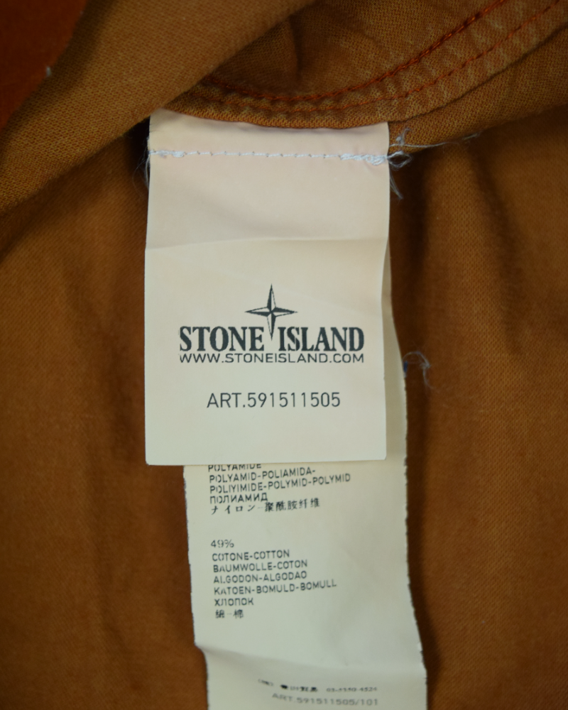 Stone Island Velvet Touch Hooded Overshirt Burnt Orange detail view