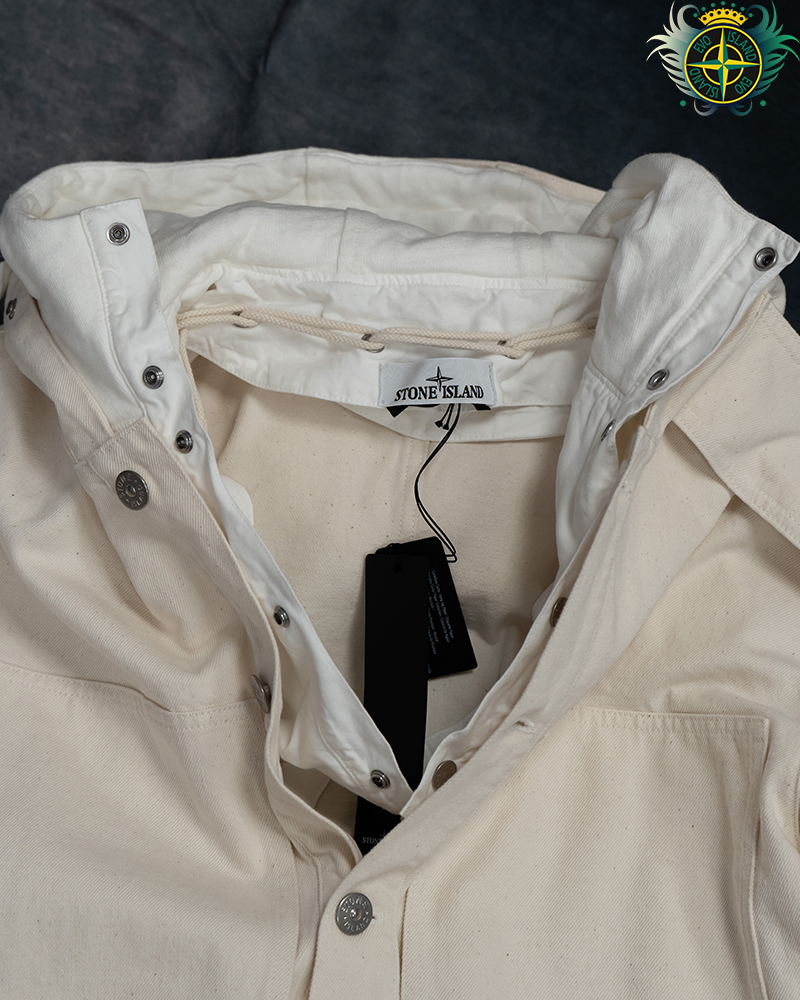 Stone Island Natural Cotton Gabaroine S.I Raw Beauty Jacket Cream - L