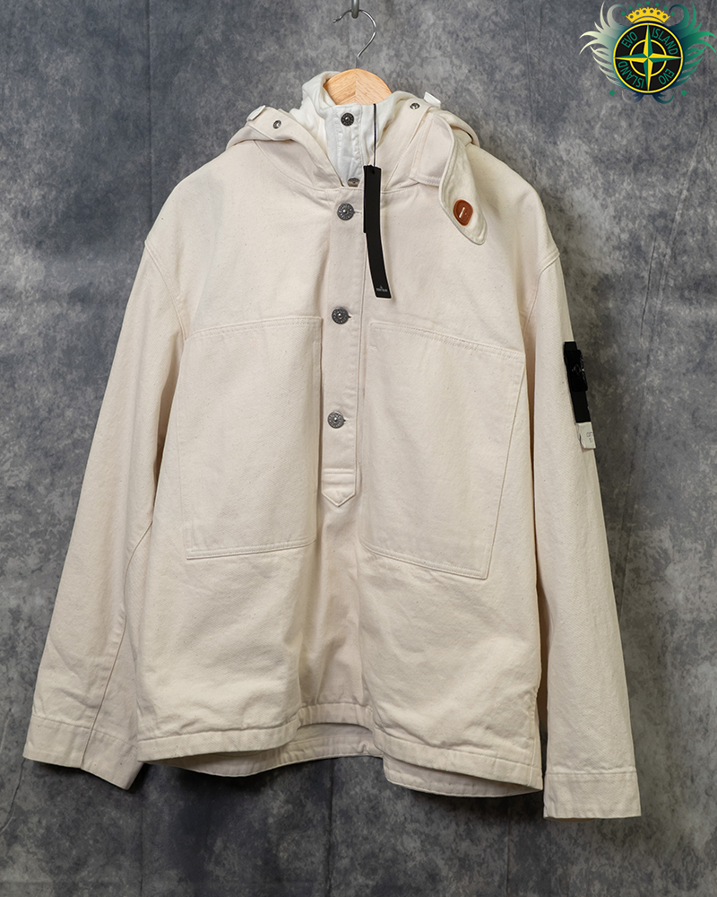 Stone Island Natural Cotton Gabaroine S.I Raw Beauty Jacket Cream - L