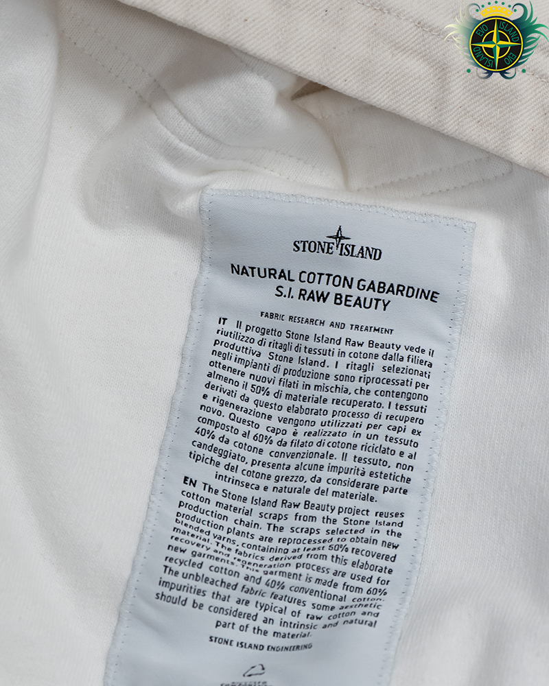 Stone Island Natural Cotton Gabaroine S.I Raw Beauty Jacket Cream - L