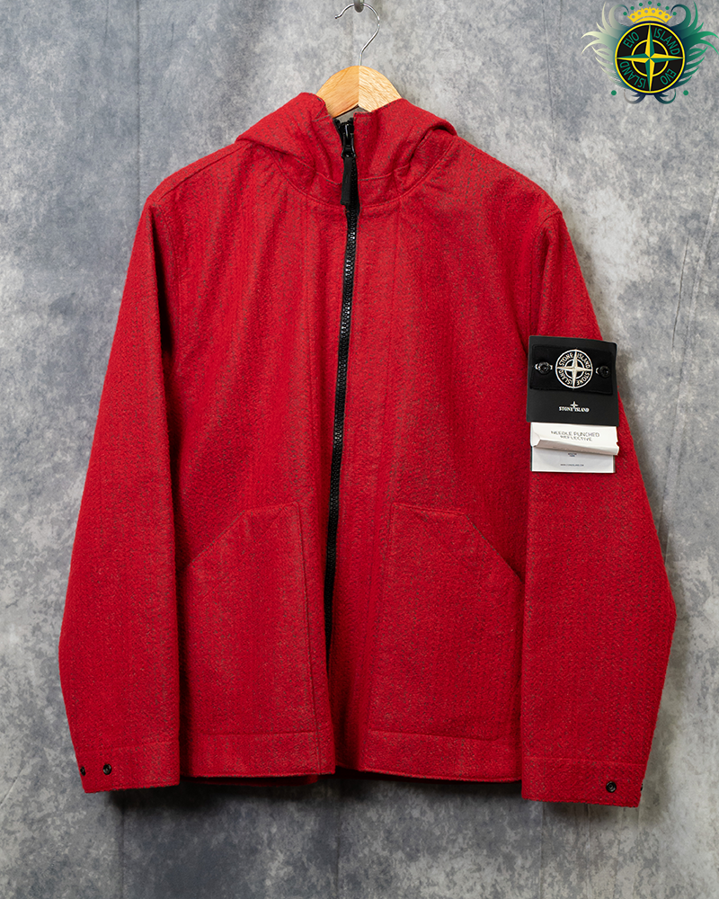 Stone Island Needle Punched Reflective Jacket Red - M