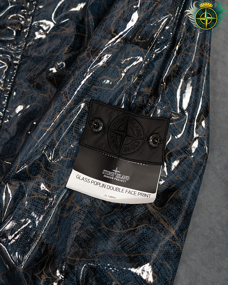 Stone Island Shadow Project Glass Poplin Double Face Print Smock Blue - XL