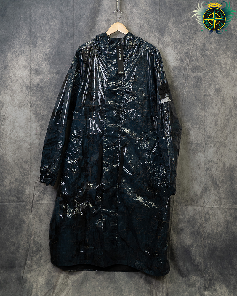 Stone Island Shadow Project Glass Poplin Double Face Print Smock Blue - XL