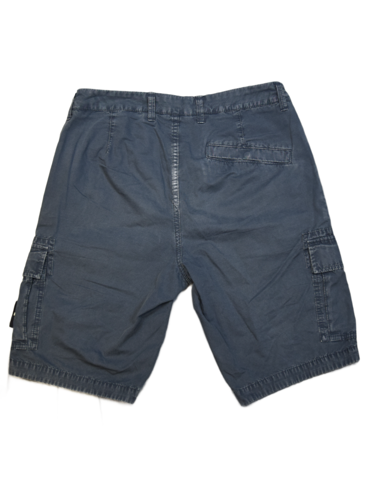 Stone Island Washed Look Cargo Shorts Blue back view