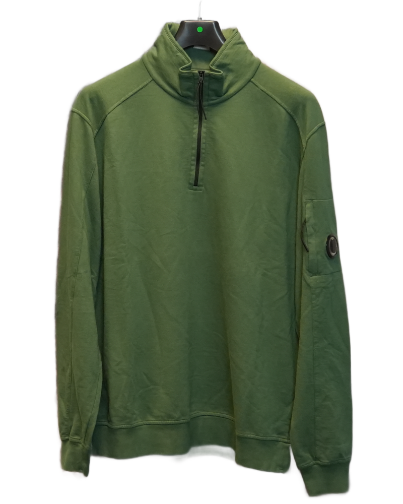 C.P. Company 1/4 Zip Sweatshirt Dark Green front view