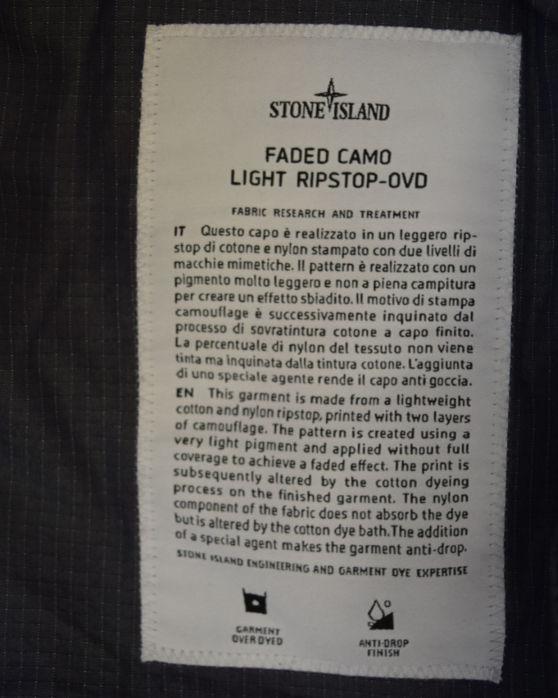 Stone Island Faded Camo Light Ripstop TC Jacket Blue Camo detail view