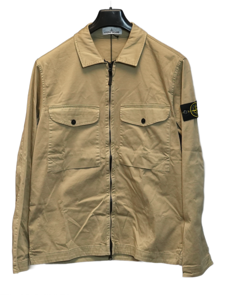 Stone Island Zipup Overshirt Beige front view
