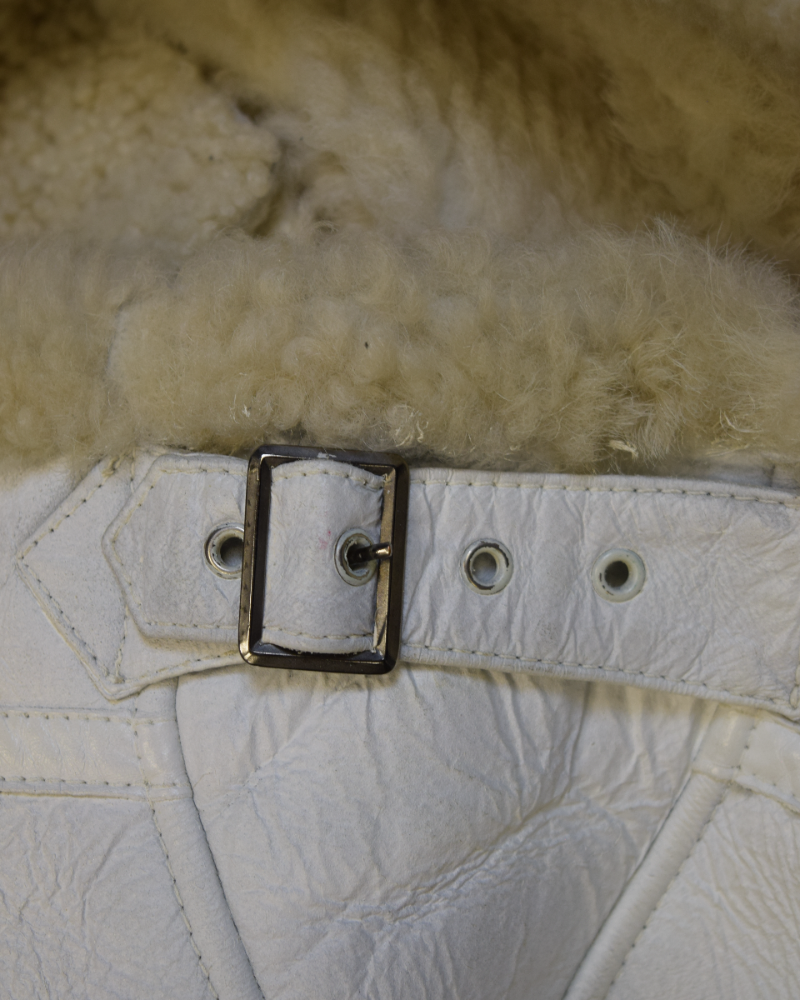 Stone Island Hand Painted Sheep Skin Jacket White detail view