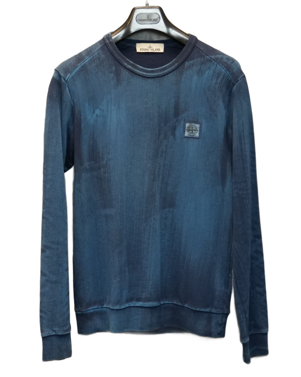 Stone Island Hand Brushed Crewneck Blue front view
