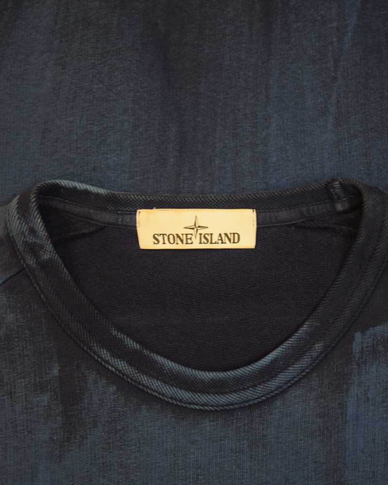 Stone Island Hand Brushed Crewneck Blue detail view