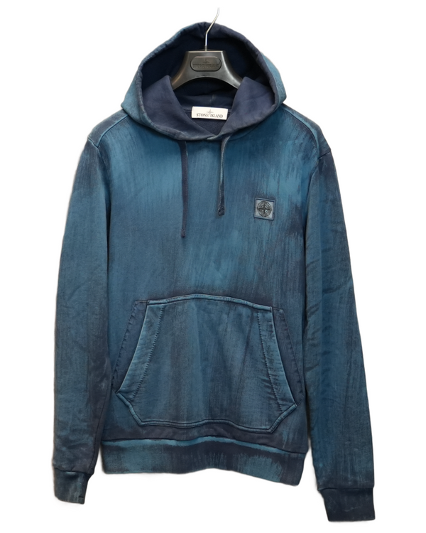 Stone Island Hand Brushed Hoodie Blue front view