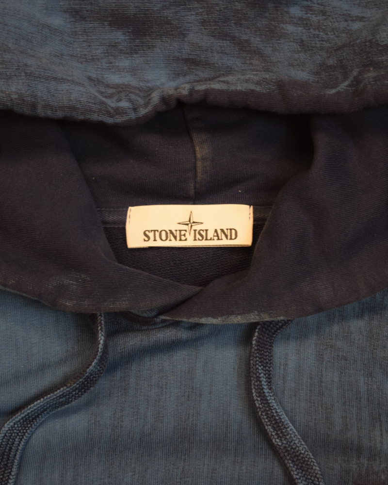 Stone Island Hand Brushed Hoodie Blue detail view
