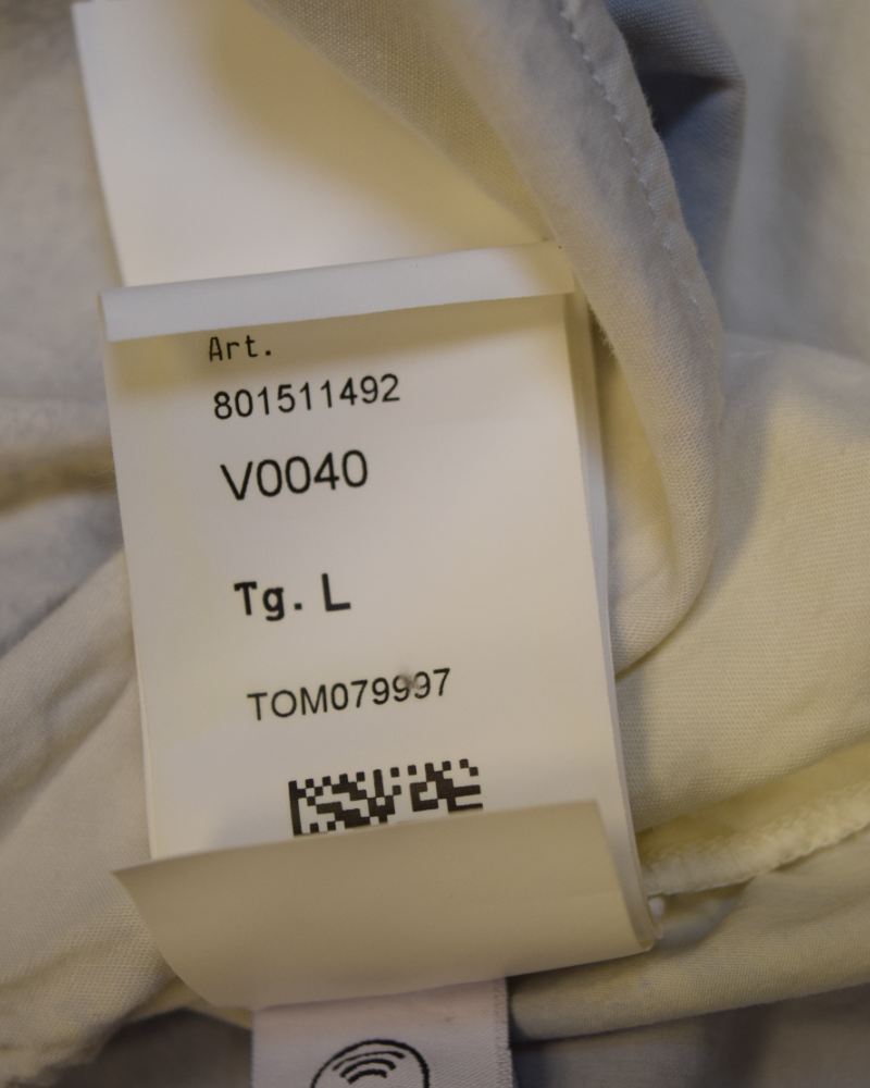 Stone Island Light Reacting 'LUCE' Print Technique - 1/4 Zip Overshirt White/blue detail view