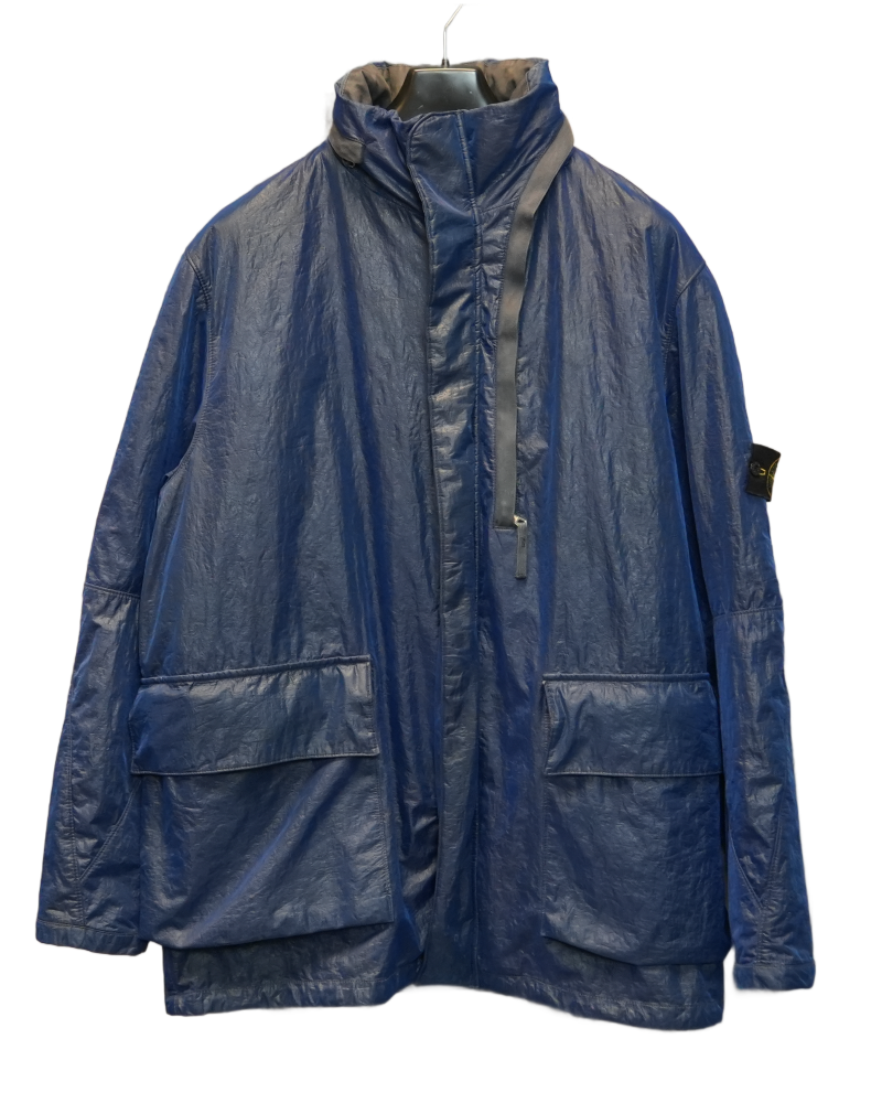 Stone Island Double Mesh Dutch Rope Parka Blue front view
