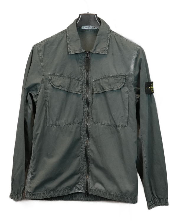 Stone Island Zip Overshirt Green front view