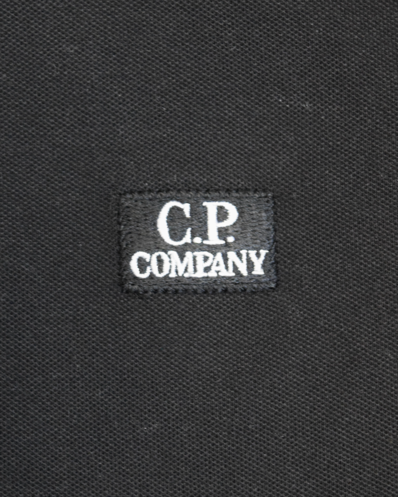 C.P Company Long Sleeved Polo Shirt Black detail view