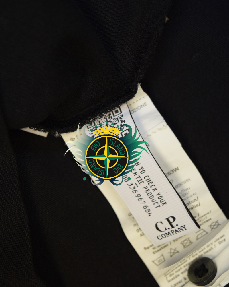 C.P Company Long Sleeved Polo Shirt Black detail view